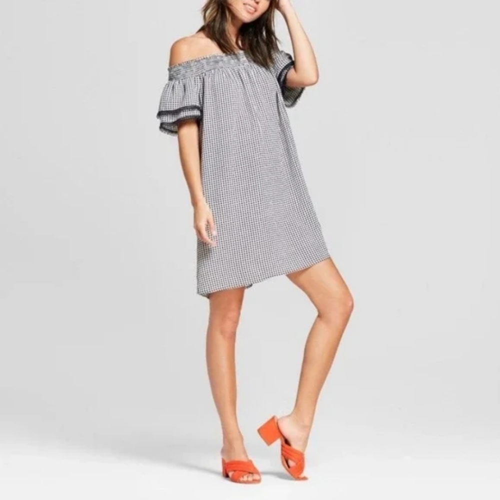 Xhilaration Gingham Off the Shoulder Dress Size Medium Y2K